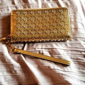 Michael Kors gold medium size zip wallet